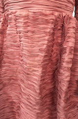1960s Sybil Connolly Couture 'Non Chalance' Pink Pleated Linen Dress