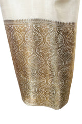 1960s Stavropoulos Gold Embroidered Ivory Silk One Shoulder Dress & Coat