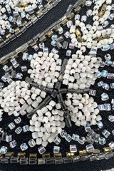 1970s Bill Gibb Museum Held Black Liquid Jersey Dress w MOP Buttons & Extensive Beading