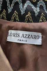 Incredible 1970s Loris Azzaro Metallic Silver & Gold Black On Black Knit Dress