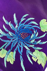 Outstanding 1920s Brilliant Floral Embroidered Rich Purple Silk Cape Cut Flapper Coat