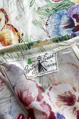 Sweetest 1950s Party Lines by Emma Domb Pansy Print Strapless Dress w Full Skirt