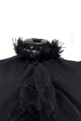 Iconic Fall 2000 Chanel by Karl Lagerfeld Haute Couture Black Silk Tulle Ruffle Evening Coat