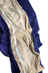 Rare 1978 Halston Couture Metallic Purple Lurex Cropped Bandeau Top & Skirt Set