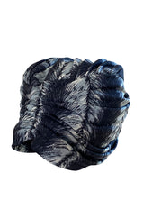 1960s La Mendola Grey Toned Feather Print Dress Cape & Turban Set