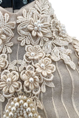 Late 1980s Capriccio Victorian Inspired Ecru Ivory Colour Silk Organza Dress Set