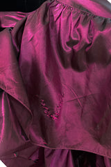 Fall 1980 Yves Saint Laurent Silk Taffeta & Velvet Dress w Asymmetrical Hem