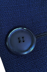 Spring 1960 Pierre Balmain Haute Couture Deep Blue Skirt Suit w Swing Back Button Detailing