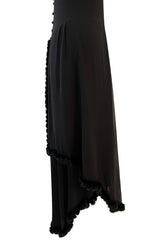 Gorgeous Fall 2003 Chanel by Karl Lagerfeld Black Silk Chiffon Dress Set w Fur Trim