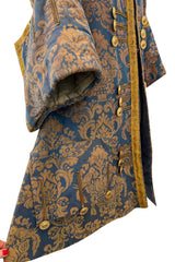 Remarkable Late 1800s Charles H. Fox Theatre Costume Gold & Blue Brocade Great Coat
