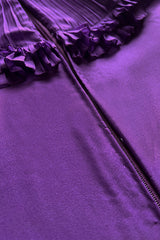 Unusual 1970s Miss Dior Purple Silk Chiffon Tiered & Pleated Sleeve Caftan Dress