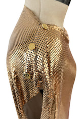 Fabulous Recent Paco Rabanne Oroton Gold Metal Mesh Dress w Snap Draping