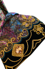 1981 Oscar De La Renta Documented Jewelled Metallic Printed Silk Jacket & Skirt Set