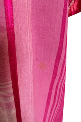 1960s Josefa Hand Made Mexico Pink Caftan Dress w Embroidery & Ribbon Details