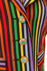 Spring 1992 Todd Oldham Floral Top w Rainbow Striped Jacket & Skirt Suit