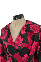 Documented 1962 Marc Bohan for Christian Dior Rose Printed Coated Cotton Raincoat