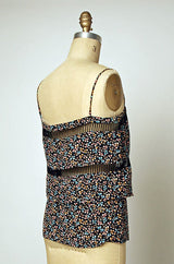 Spring 1978 Unlabeled Christian Dior Haute Couture Silk Dress w Floral Belt