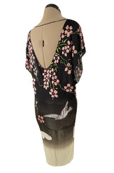 Iconic Spring 2003 Gucci by Tom Ford Runway Cherry Blossom Kimono Mini Dress
