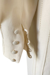 Spring 1976 Chanel Haute Couture Silk Ivory Dress w Hand Stitched Pleats