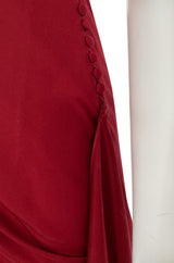 Early 2000s Dior Christian Dior by John Galliano Deep Red Satin Finish Bias Cut Dress w Extended Panel