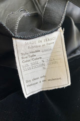 Dramatic 1980s Nina Ricci Black 'Garda' Velvet Dress w Pleated Silk Taffeta Ruffled Shoulders