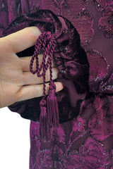 Incredible Fall 1977 Oscar de la Renta Runway Deep Burgundy Metallic Velvet Silk Dress Set
