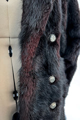 Gorgeous 1970s Christian Dior by Frederic Castet Rich Brown-Black Fur Coat w Tie Belt