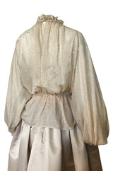 Fall 1977 Bill Blass Couture Gold Top, Tassle Vest & Ivory Silk Skirt Dress Set