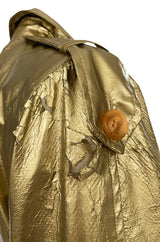 1980s Christian Dior Gold Coated Metallic Oversized Trench Coat