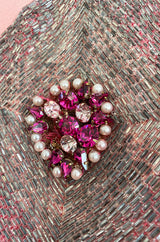 Documented 1969 Pierre Cardin Couture Pink Silk Crepe Diamond Beaded Dress w Overlay