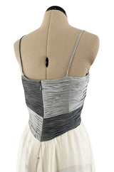 Spring 2000 Hanae Mori Haute Couture Forest & Butterfly Print Silk Chiffon Dress & Silk Huge Scarf