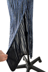 Incredible 1987 Bob Mackie Blue & Silver Beaded & Sequin Dress on Black Net