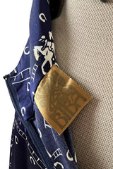 Insanely Good 1973 Biba by Barbara Hulanicki Blue Backless Horse Print Jumpsuit
