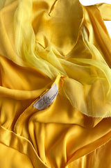 1980s Ady Couture Lausanne Yellow Bias Cut Silk Satin Two Way Tunic or Mini Dress