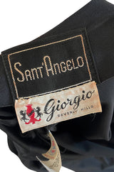 Early 1980s Giorgio Sant' Angelo Black Plunge Jersey Jumpsuit w Balloon Bottoms & Bare Back