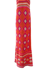 Prettiest Resort 2012 Christian Dior Hand Crocheted Pink & Orange Geometric Halter Dress