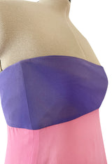 Prettiest Spring 2008 Valentino Runway Strapless Dress in Pink Yellow & Purple