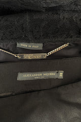Spring 2004 Alexander McQueen Black Silk Taffeta and Black Lace Detailed Top & Skirt Set