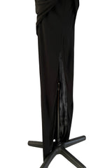 Spectacular Early 2000s John Anthony Couture Black Jersey & Mesh One Sleeve Dress