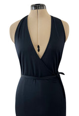 Versatile 1970s Loris Azzaro Multi Tie - One Shoulder or Halter - Black Jersey Dress
