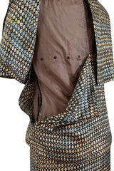 Elegant 1960s Madame Gres Haute Couture Printed & Tiered Silk Day Dress