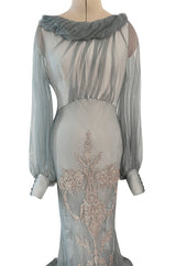 Important Fall 2009 John Galliano “Beautifully Iced Maidens” Beaded Net Pale Blue Grey Dress