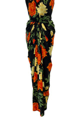 Superb 1957 James Galanos Oversized Floral Print Silk Dress w Matching Jacket