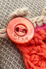 Prettiest Resort 2012 Christian Dior Hand Crocheted Pink & Orange Geometric Halter Dress