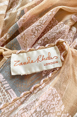 Spring 1980 Zandra Rhodes Book Piece 'Chinese Constructivist & Clouds' Pale Peach & Blue Dress