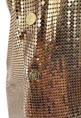 Fabulous Recent Paco Rabanne Oroton Gold Metal Mesh Dress w Snap Draping