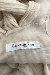 Spring 2012 Christian Dior Runway Ivory Silk Chiffon Dress w Black Beaded Bow Detail