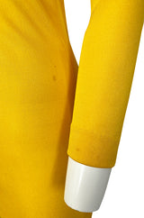 Early 1970s Bob Mackie Ray Aghayan Yellow Jersey Dress w Sequin Fruit