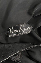 Rare c.1947 Nina Ricci Early Haute Couture Strapless Black Lace & Silk Taffeta Dress