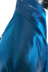 Decadant 1920s Unlabeled Deep Blue Silk Kimono w Hand Embroidered Dragons